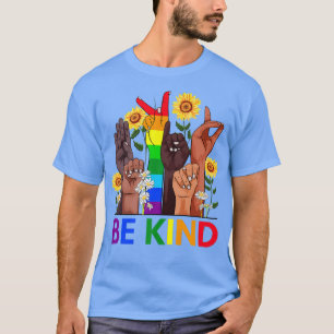 Camiseta Be Kind Sign Language LGBT BLM Sunflower Kindness 
