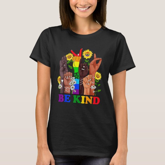 Camiseta Be Kind Sign Language Rainbow Kindness Equality LG (Anverso)