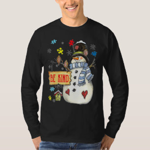 Camiseta Be Kind Snowman Puzzle Autism Awareness Funny Fami