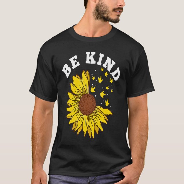 Camiseta Be Kind Sunflower ASL Deaf (Anverso)
