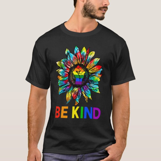 Camiseta Be Kind Sunflower Power Fist Lgbt Orgullo Gay Lesb (Anverso)