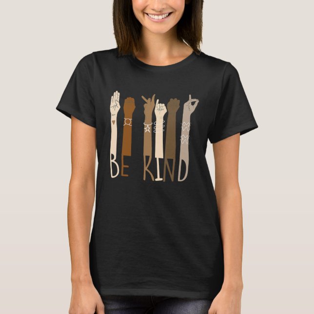 Camiseta Be Kind Support Diversity Equality Dark Skin Love (Anverso)