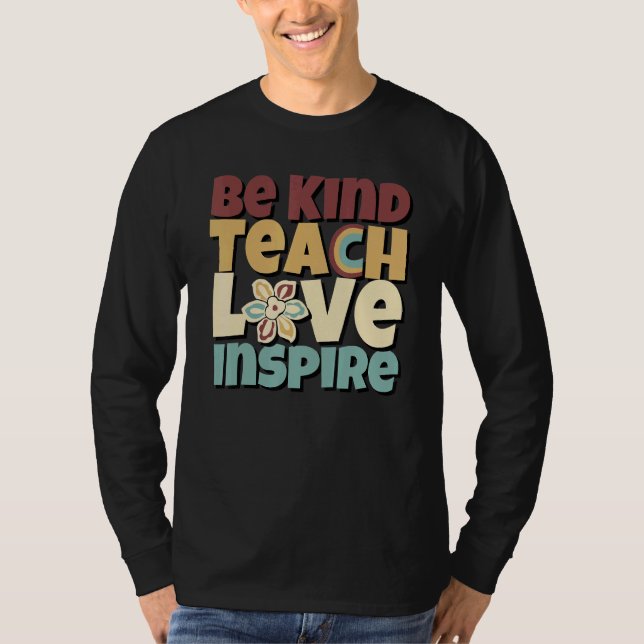 Camiseta Be Kind Teach Love Inspire Elementary Groovy Hippy (Anverso)