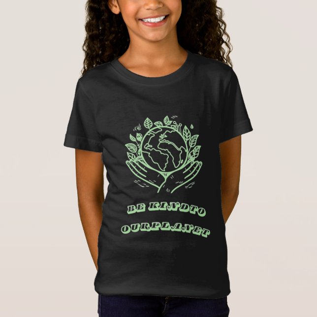 Camiseta Be Kind to Our Planet: Caring Hands Earth Tee (Anverso)