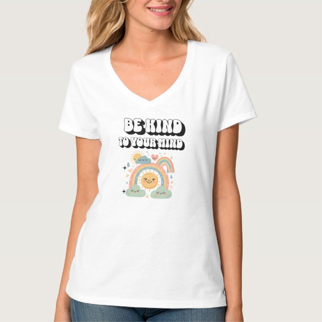 Camiseta Be Kind to Your Mind - Cute Mental Health Rainbow  (Anverso)