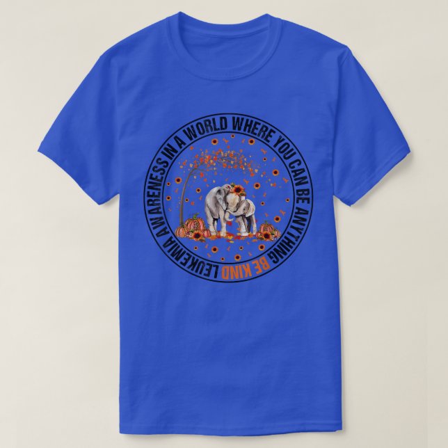 Camiseta Be Kind Tree Elephant Naranja Leukemia Awareness A (Diseño del anverso)