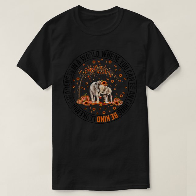Camiseta Be Kind Tree Elephant Naranja Leukemia Awareness A (Diseño del anverso)
