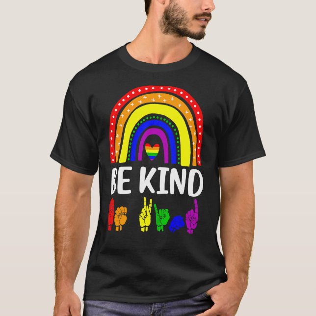 Camiseta Be Kind Trendy Rainbow Gay Pride Lgbt Mes (Anverso)