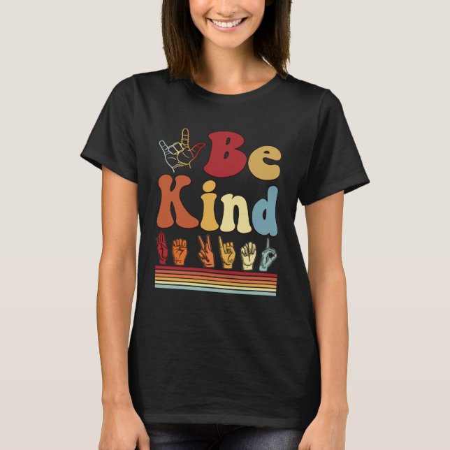 Camiseta Be Kind  Women Sign Language Graphic Deaf Pride AS (Anverso)