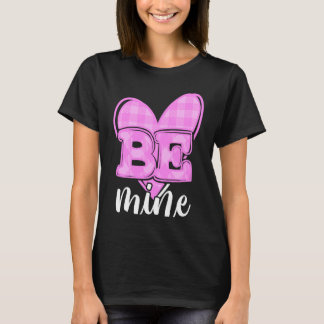 Camiseta Be Mine Cute Pink Plaid Heart El día de San Valent