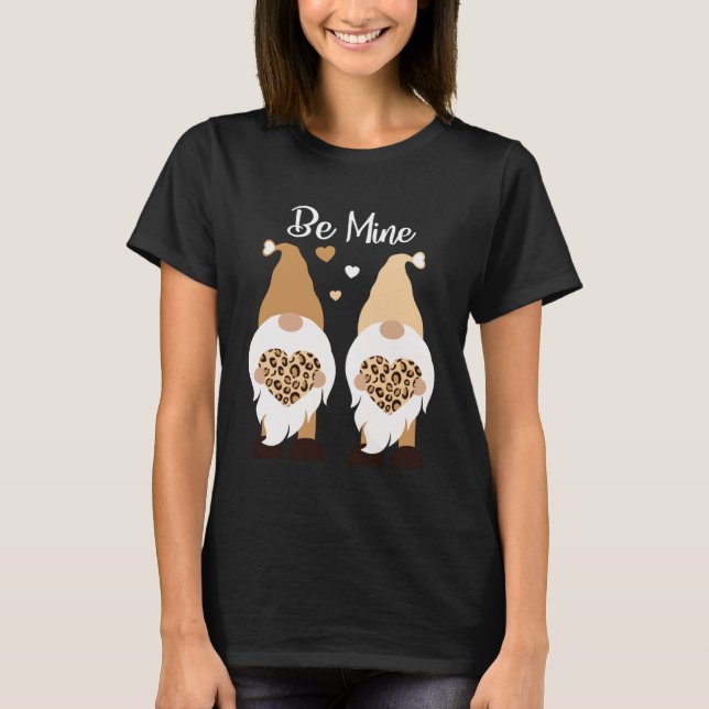 Camiseta Be Mine Día de San Valentín Leopard Print Gnome (Anverso)