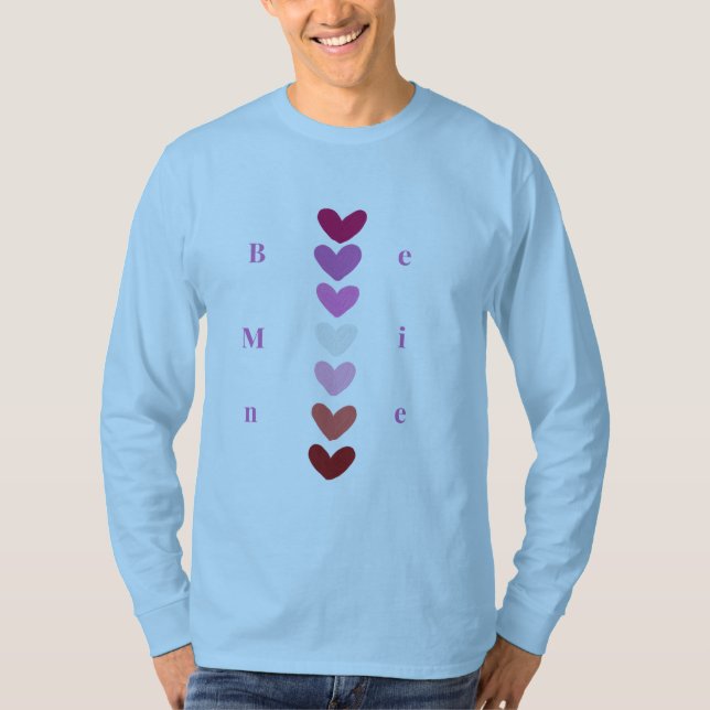 Camiseta Be Mine Minimal Heart Stack Valentine T-Shirt (Anverso)