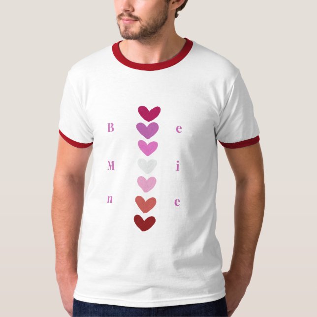 Camiseta Be Mine Minimal Heart Stack Valentine T-Shirt (Anverso)