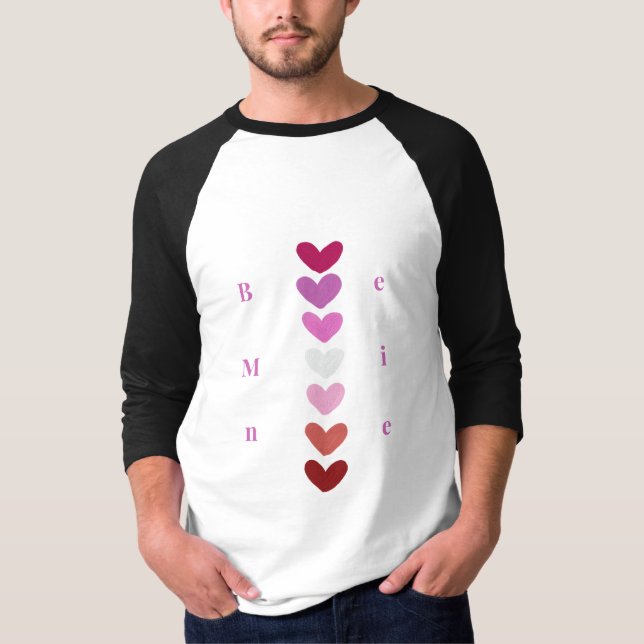 Camiseta Be Mine Minimal Heart Stack Valentine T-Shirt (Anverso)