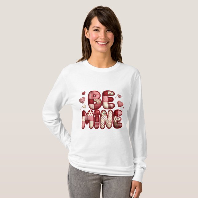 Camiseta Be Mine Patchwork Valentine T-Shirt | Quilted Hear (Anverso completo)