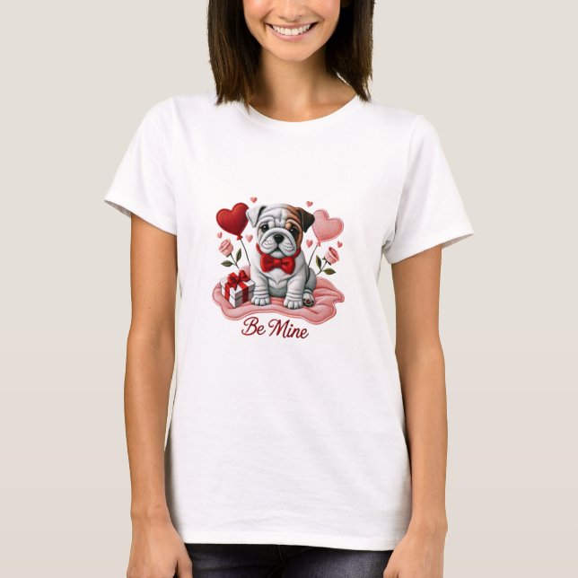 Camiseta Be Mine Valentine Bulldog inglés T-Shirt (Anverso)