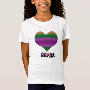 Camiseta Be Mine Valentine Purple Stripe Heart