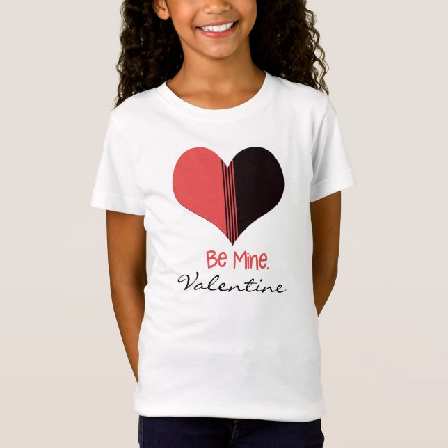 Camiseta Be Mine Valentine Red Stripe Heart (Anverso)
