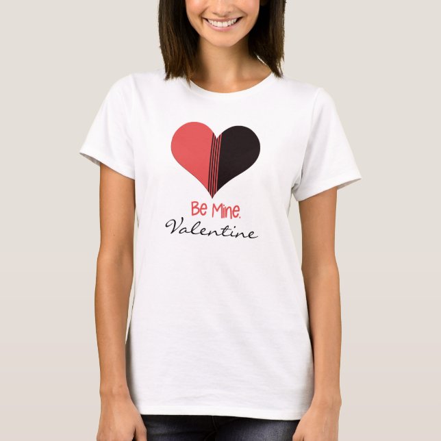 Camiseta Be Mine Valentine Red Stripe Heart (Anverso)