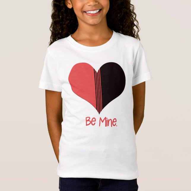 Camiseta Be Mine Valentine Red Stripe Heart (Anverso)
