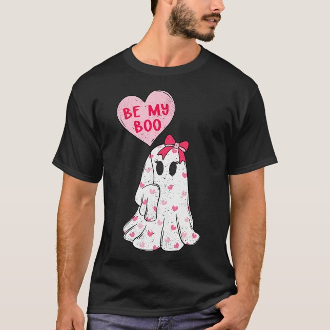 Camiseta Be My Boo Cute Valentines Ghost Pink Valentine D (Anverso)