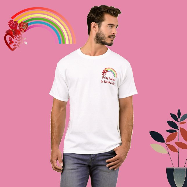 Camiseta Be my Rainbow Valentine Romantic Heart Rustic Rosa (Be My Rainbow Valentine Romantic Heart Rustic Rose T-Shirt)