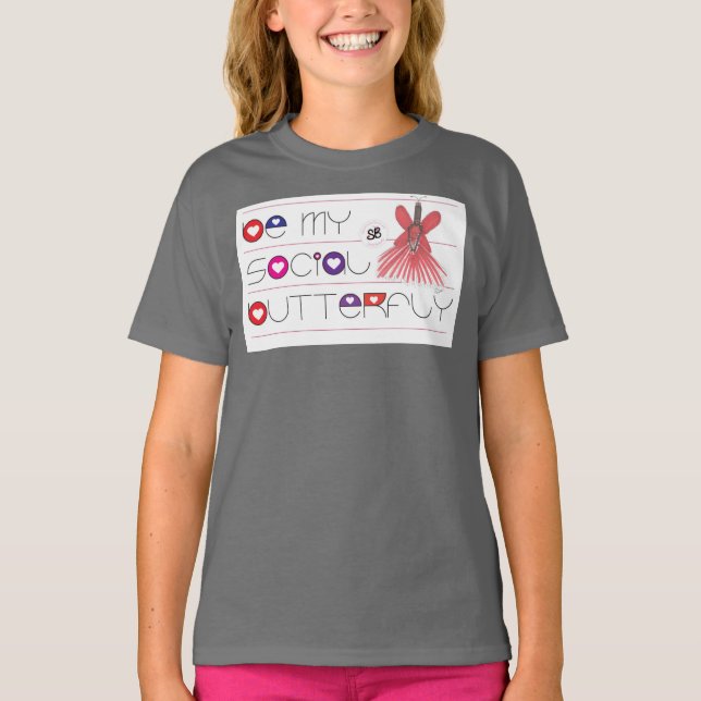 Camiseta "Be My Social Butterfly" Softball Girls Tee (Anverso)