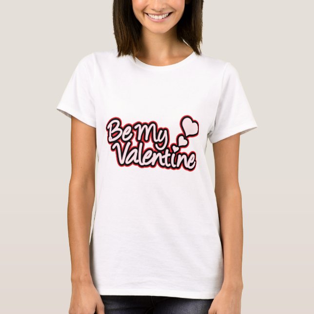 Camiseta "Be My Valentine" rojo negro gráfico tee femenino (Anverso)