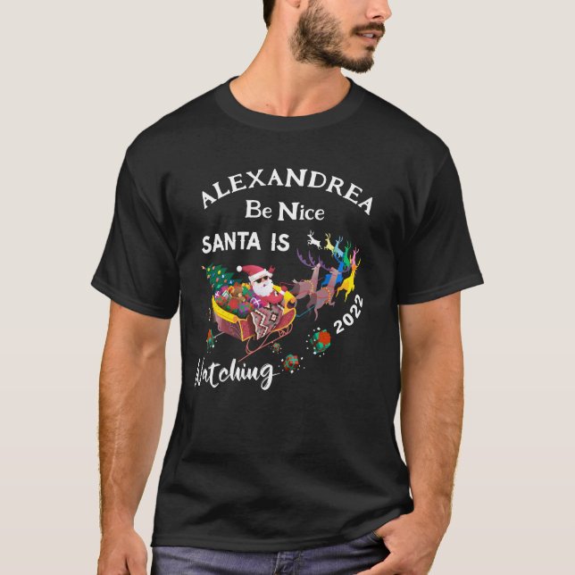 Camiseta Be Nice Santa está viendo a los Navidades personal (Anverso)