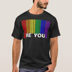 Camiseta BE USTED código de barras de orgullo gay apoyo LGB