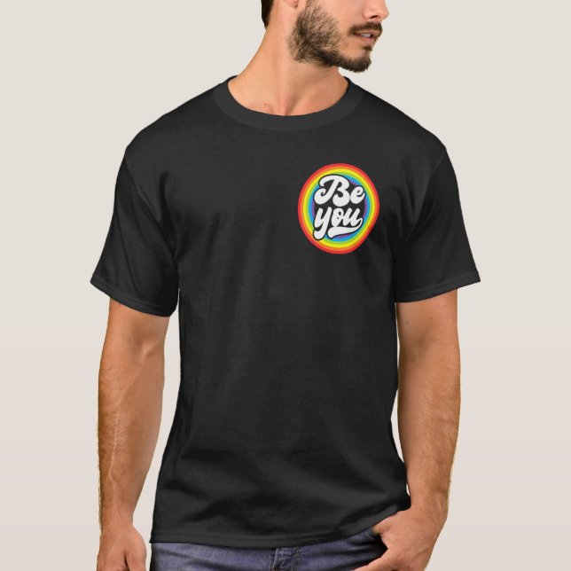 Camiseta Be You Pocket Rainbow Support Gay Pride Ally LGBTQ (Anverso)