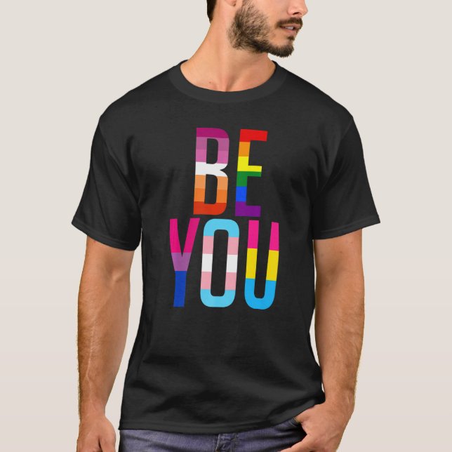 Camiseta Be You Pride LGBTQ Gay LGBT Ally Rainbow Flag Retr (Anverso)