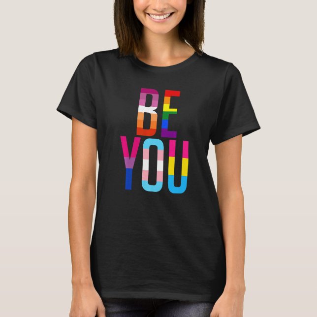 Camiseta Be You Pride LGBTQ Gay LGBT Ally Rainbow Flag Retr (Anverso)