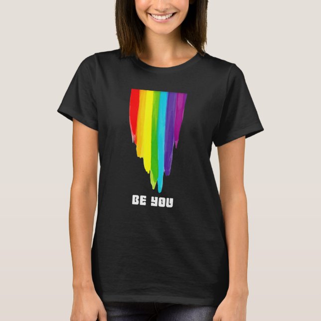 Camiseta Be You Pride Rainbow LGBTQ Flag Love Is Love Gay L (Anverso)