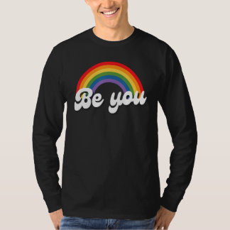 Camiseta Be You Retro Rainbow LGBT-Q Gay Lesbian Bi Trans P