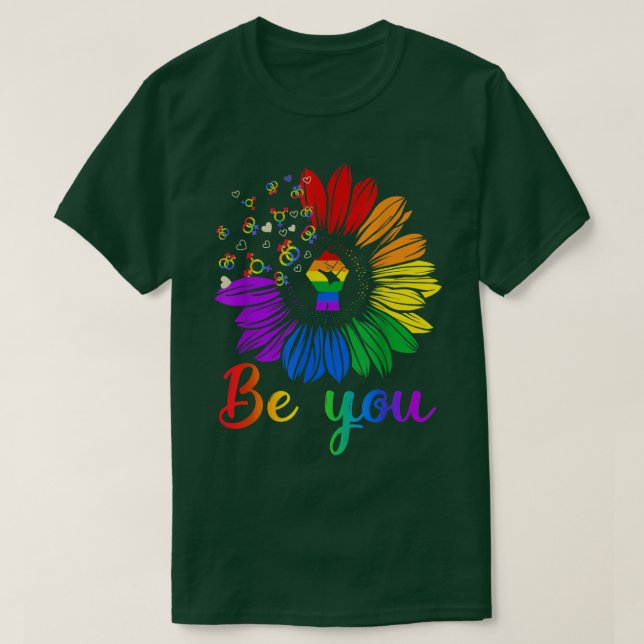 Camiseta Be You Sunflower Orgullo LGBT Gay Lesbian Trans Bi (Diseño del anverso)