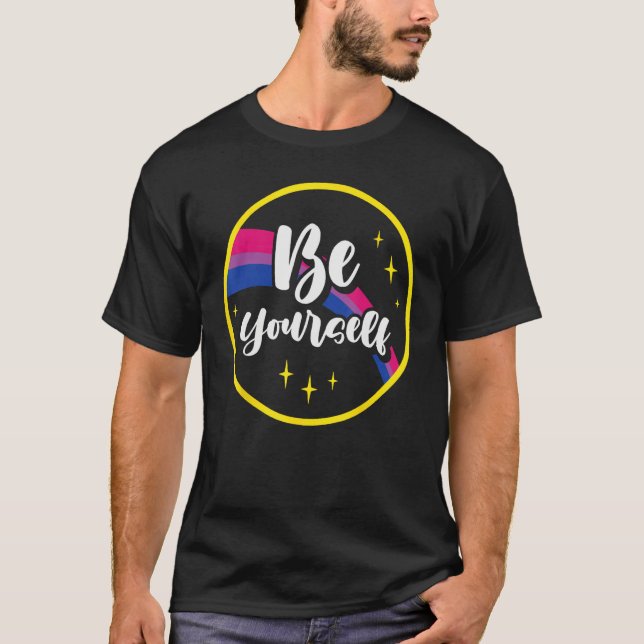 Camiseta Be Yourself Bisexual Rainbow Bi Pride Flag Lgbtq W (Anverso)
