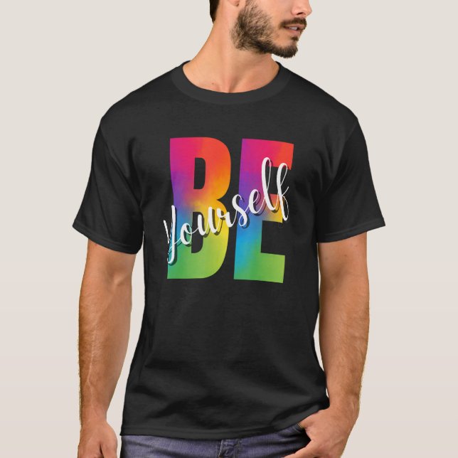 Camiseta Be Yourself LGBT-Q Gay Lesbian Bi Trans Pride Squa (Anverso)