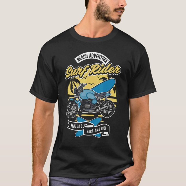 Camiseta Beach Adventure Motociclismo Surf And Ride En El B (Anverso)