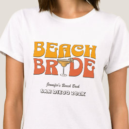 Camiseta Beach Bachelorette Party Retro Groovy Beach Bride