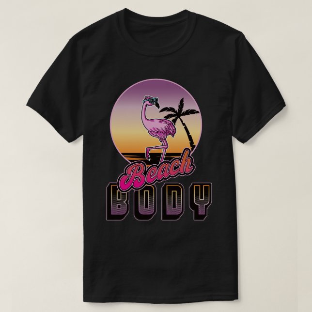 Camiseta Beach Body Funny Retro Flamingo (Diseño del anverso)