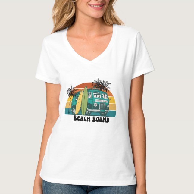 Camiseta Beach Bound, Surf's Up Retro (Anverso)