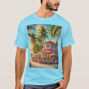 Camiseta Beach Cafe Aruba Tropical Blue T-Shirt