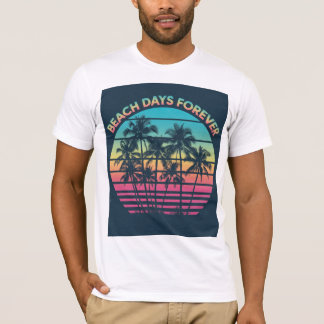 Camiseta Beach Days Forever Retro Sunset Palm Trees T-Shirt
