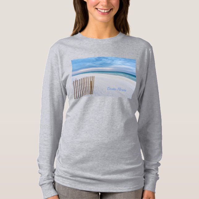 Camiseta Beach Fence Morning Destin Florida Long Sleeve (Anverso)