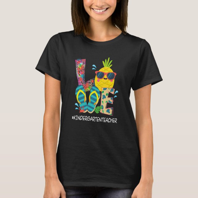 Camiseta Beach Flip Flops Pineapple Summer Vacation Love Ki (Anverso)