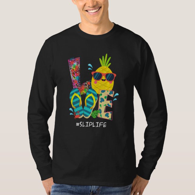 Camiseta Beach Flip Flops Pineapple Summer Vacation Love Sl (Anverso)