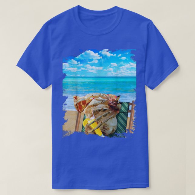 Camiseta Beach Hermit Crab Chilling Drinking Pizza Funny Cu (Diseño del anverso)