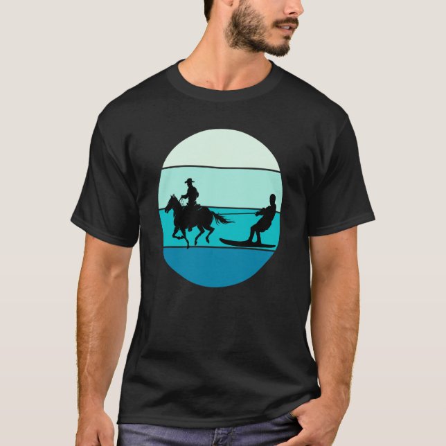Camiseta Beach Horse Surfing Equestrian Wakeboarding Water  (Anverso)