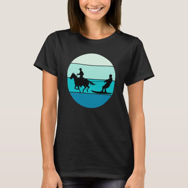 Camiseta Beach Horse Surfing Equestrian Wakeboarding Water  (Anverso)